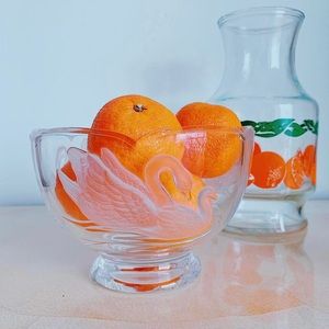 SOLD- Vintage Fruit Bowl with Swans